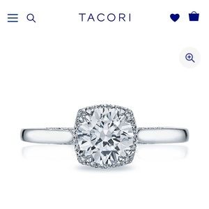 Tacori Dantela Engagement Ring 0.90ct Round Diamond, Platinum Band – NWT, Authen